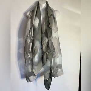 J.JILL RAYON AND NYLON SHEER FLORAL EMBROIDERED OVERSIZED SCARF